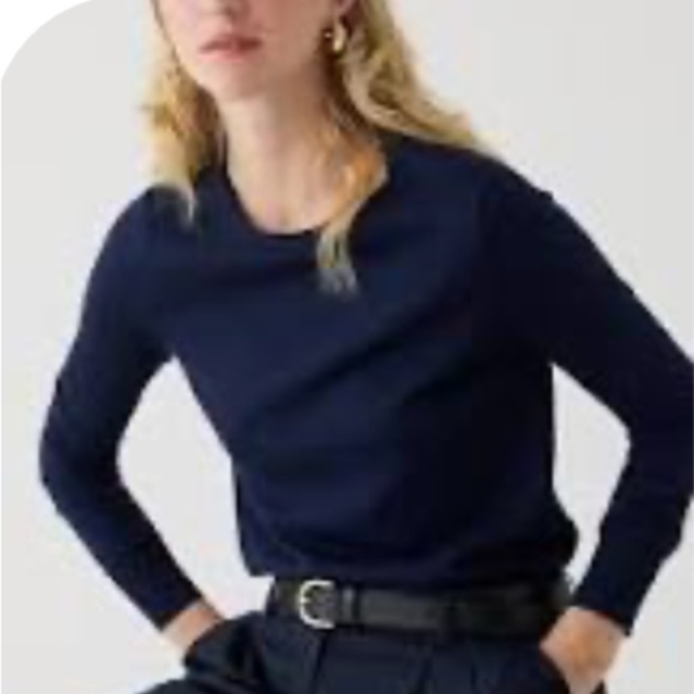 NWOT J. Crew Halle Navy Blue Merino Wool Sweater Size Small - Picture 2 of 8